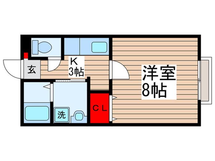 グラシューズ(1K/2階)の間取り写真