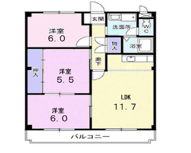 レジデンスサンパーク(3LDK/4階)の間取り写真