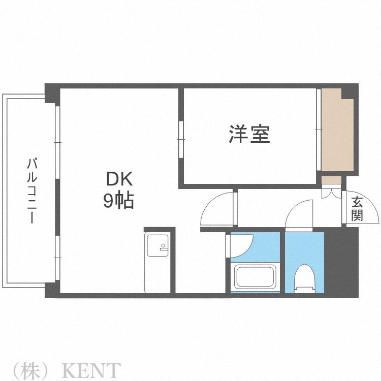ウエストコート宮の丘(1LDK/4階)の間取り写真