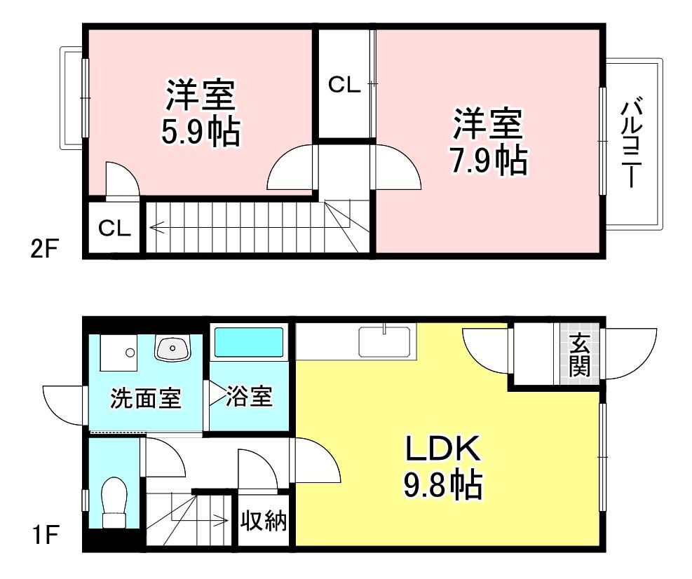 シャルマンコーポ(2LDK/1階)の間取り写真
