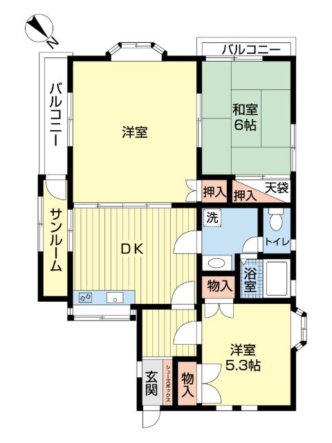 ハイツ港南(3DK/2階)の間取り写真
