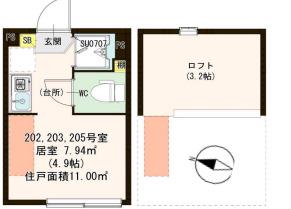 マグノリアテラス東小岩(ワンルーム/2階)の間取り写真