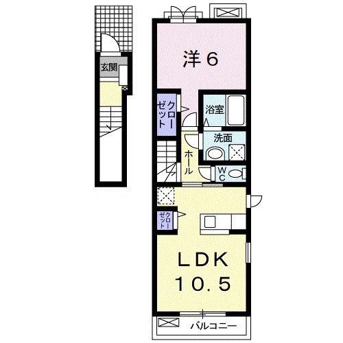 ルミナス(1LDK/2階)の間取り写真