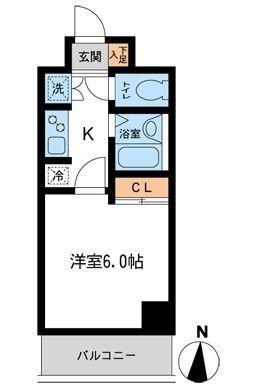 グローバン森下(1K/4階)の間取り写真