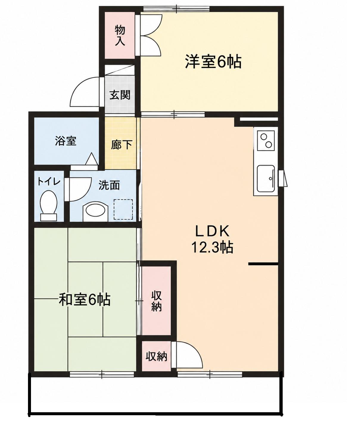 パレスコーポ青山(2LDK/2階)の間取り写真