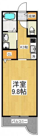 ジェルメ 東所沢(1K/4階)の間取り写真