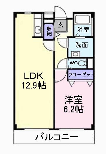 サングレイスI(1LDK/1階)の間取り写真