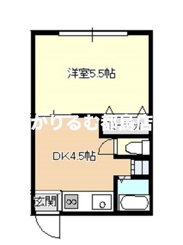 ラピス桜ノ宮(1DK/2階)の間取り写真