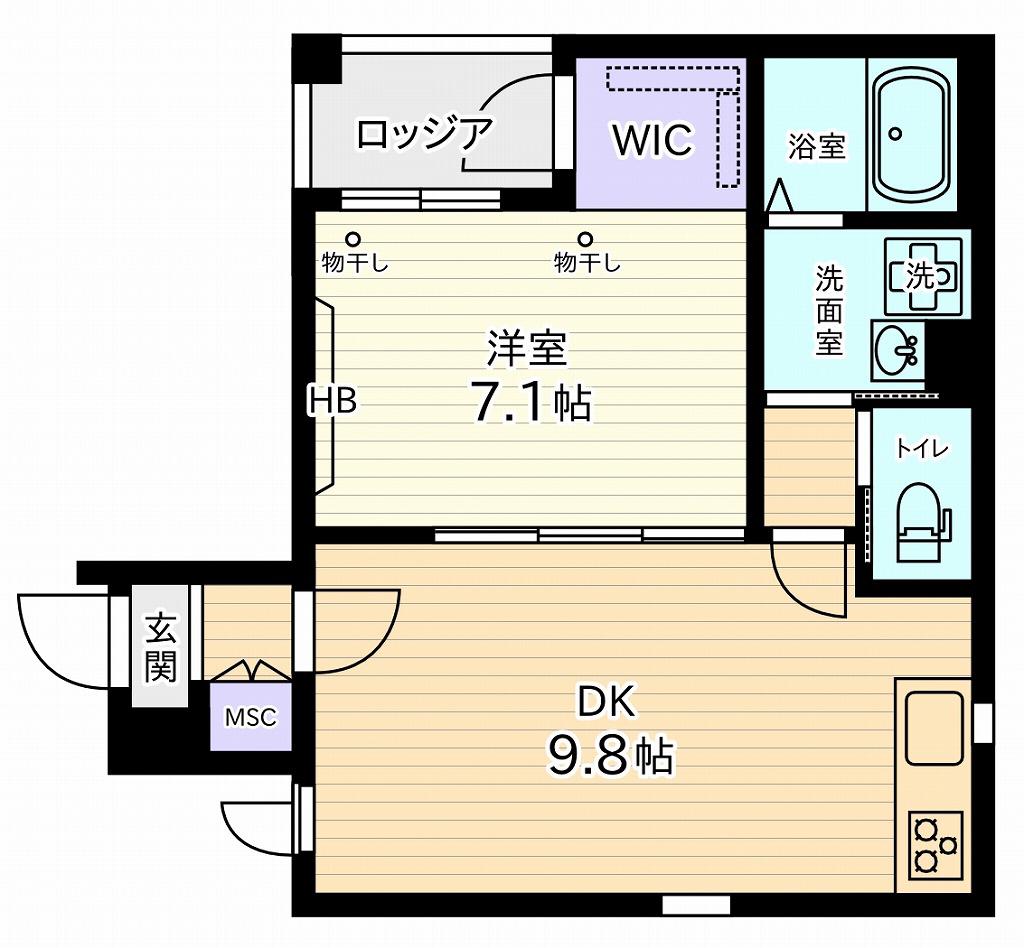 エムフラット(1DK/2階)の間取り写真