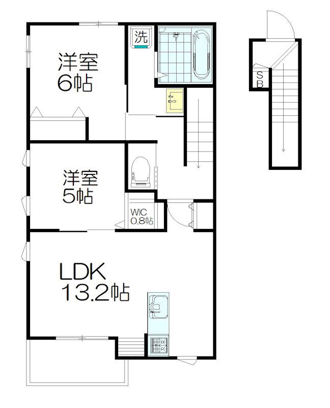 トミーハイマート阿佐谷(2LDK/2階)の間取り写真