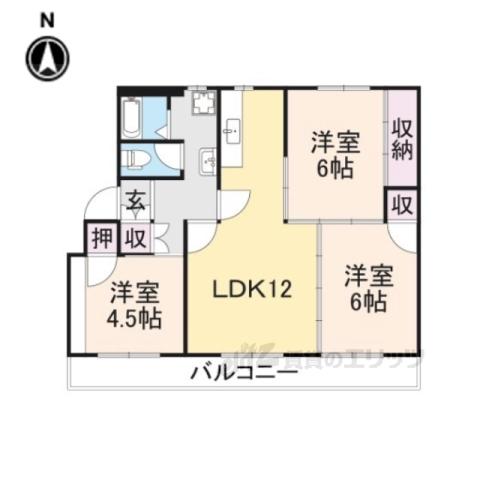 ヴィラナリー舞鶴2号棟(3LDK/4階)の間取り写真