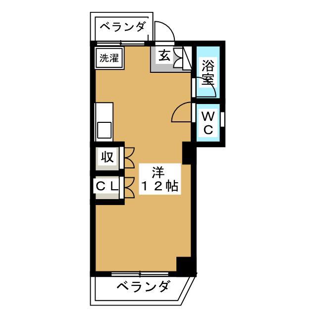 ピエス五本木(ワンルーム/1階)の間取り写真