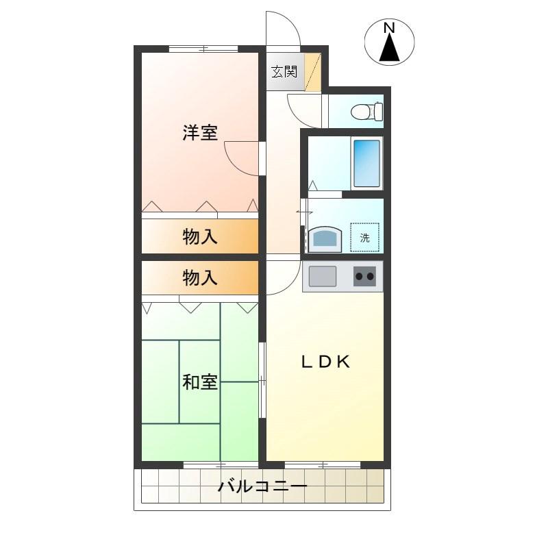 メゾングリーンモールII(2LDK/4階)の間取り写真