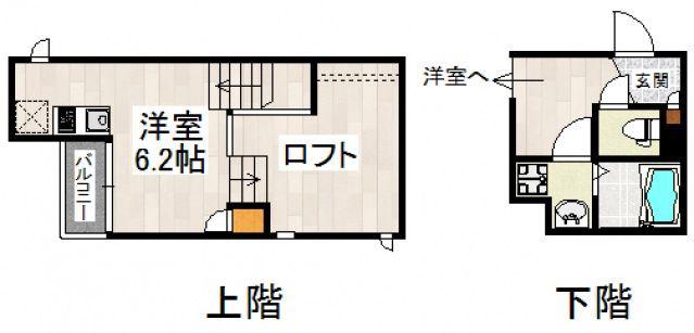 CB川越アリオス(1K/2階)の間取り写真