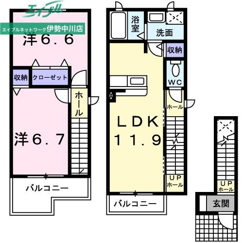 シャルマンT2B棟(2LDK/2階)の間取り写真