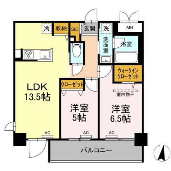 BELLE MER(2LDK/3階)の間取り写真