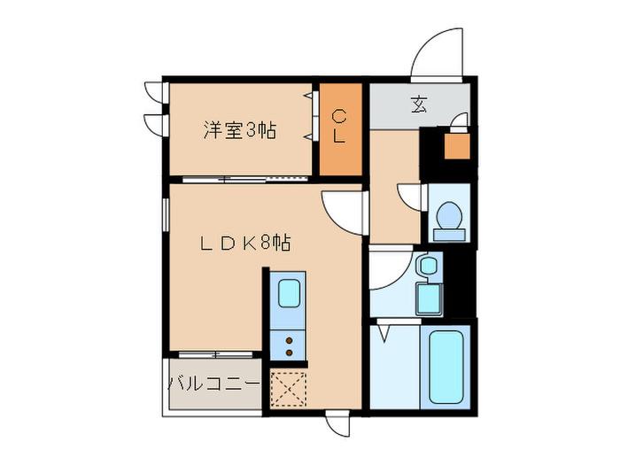 REGALEST 姪浜 ECLAT(1LDK/3階)の間取り写真