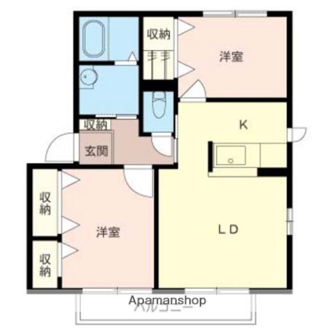 シャーメゾンSHINS C棟(2LDK/2階)の間取り写真