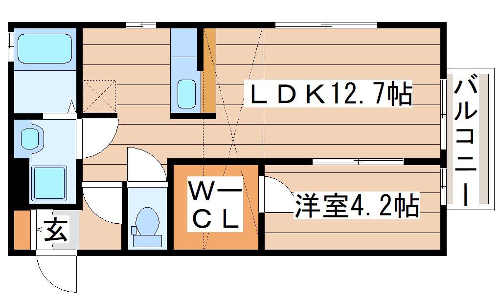 シュラーフ・エス(1LDK/1階)の間取り写真