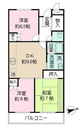 幕張本郷パークハイツ(3LDK/2階)の間取り写真