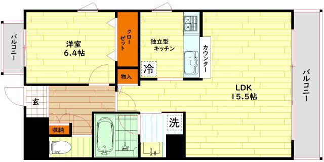 レジディア城北公園通(1LDK/8階)の間取り写真