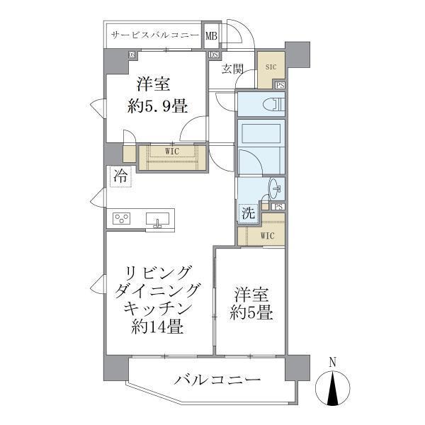 SOLAST SQUARE綾瀬(2LDK/6階)の間取り写真