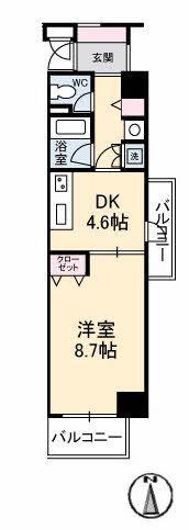 メゾン・ド・ナリヤB棟(1DK/2階)の間取り写真