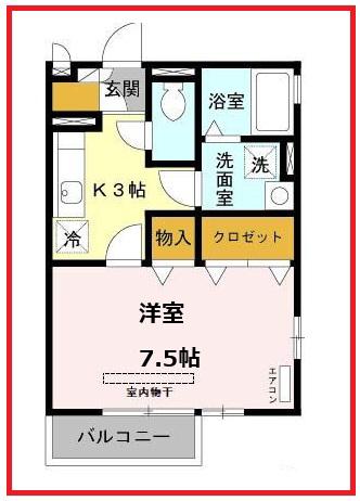 トゥモローハウス(1K/1階)の間取り写真