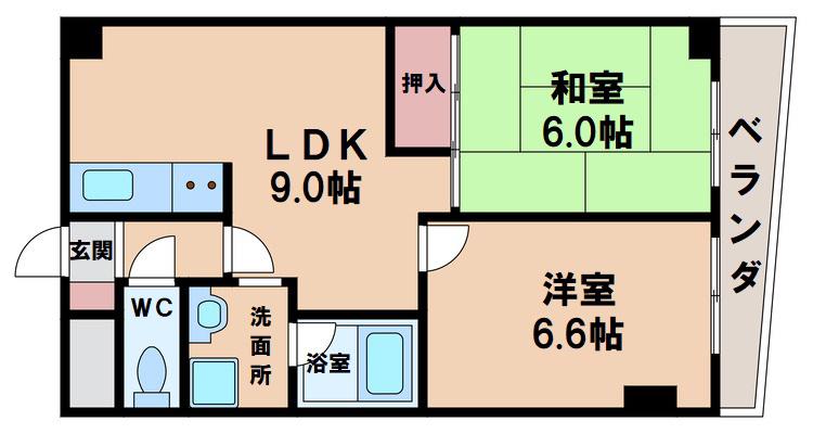 リプレ美章園(2LDK/2階)の間取り写真