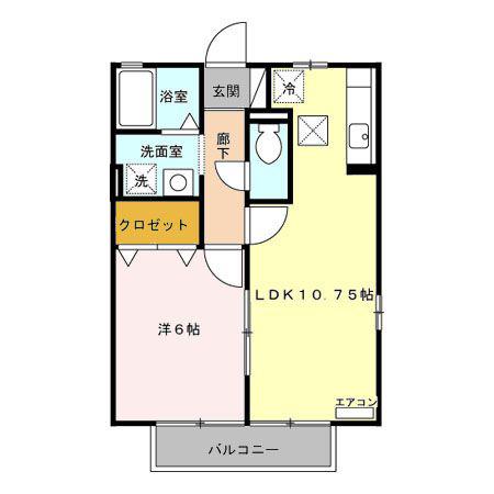 エスポワール(1LDK/1階)の間取り写真
