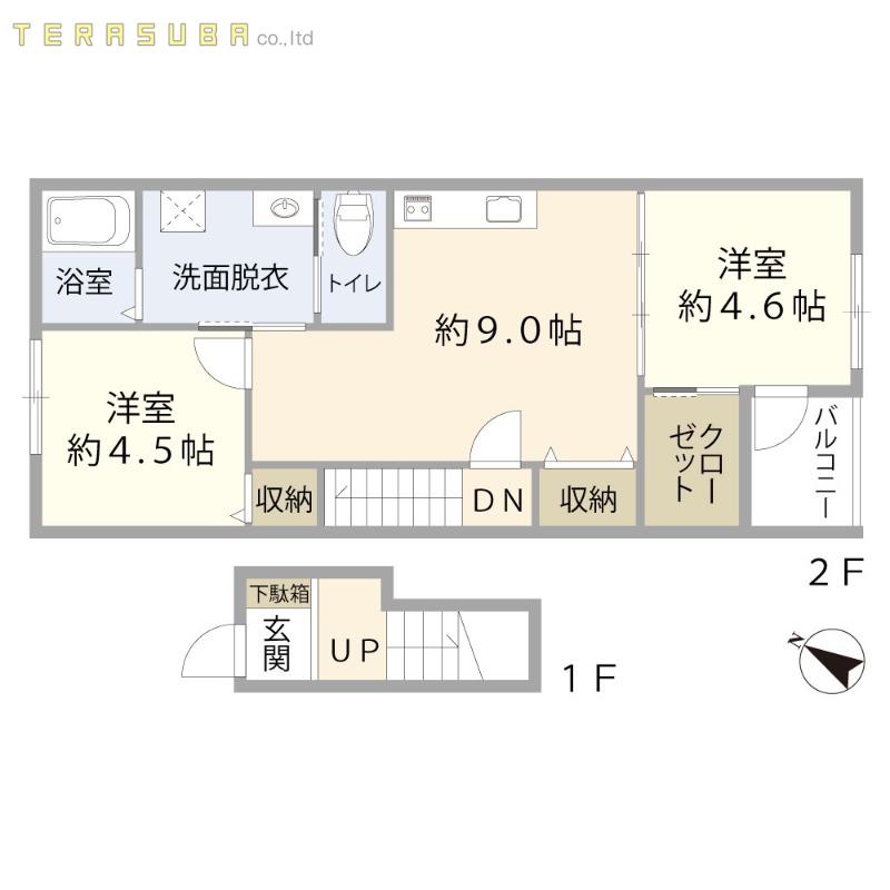 RUI城南I(2DK/2階)の間取り写真