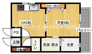 カシェット住吉(1K/7階)の間取り写真