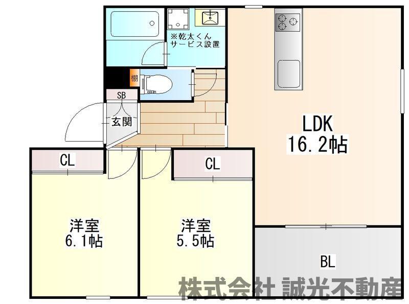 フォルモサ高砂1(2LDK/4階)の間取り写真