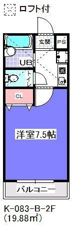 スプリングハイム(1K/2階)の間取り写真