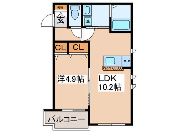 ANUENUE(1LDK/2階)の間取り写真