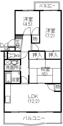 アーバンプラザ(3LDK/1階)の間取り写真