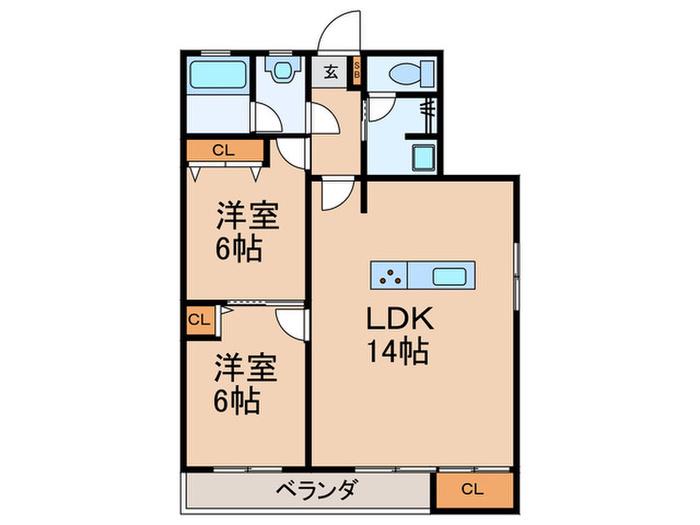 高宮春野ビル(2LDK/3階)の間取り写真