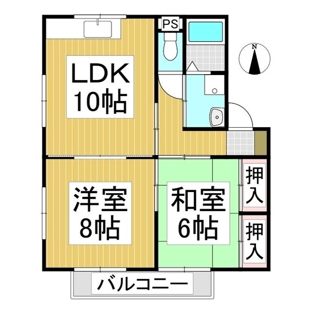 コーポアイリス(2LDK/1階)の間取り写真