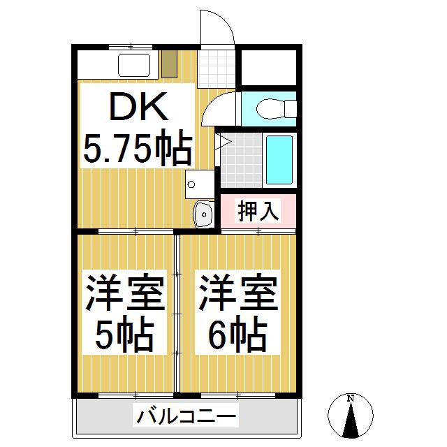 富士コーポ(2DK/1階)の間取り写真