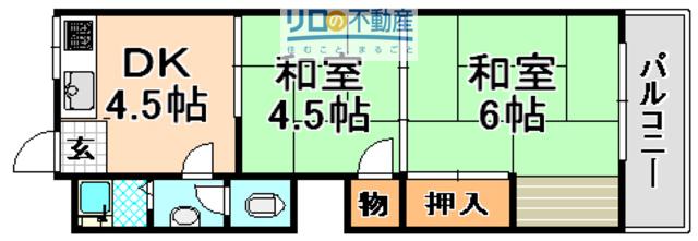 佐々木コーポ(2DK/4階)の間取り写真