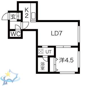 イーストコートIII(1LDK/2階)の間取り写真