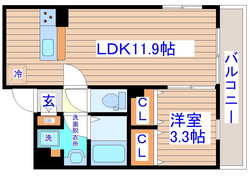 SASHIN河原町(1LDK/3階)の間取り写真