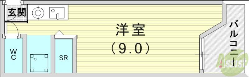 NK豊町(ワンルーム/3階)の間取り写真