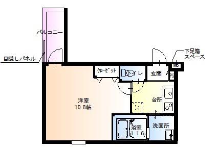 フジパレス湯里V番館(1K/3階)の間取り写真