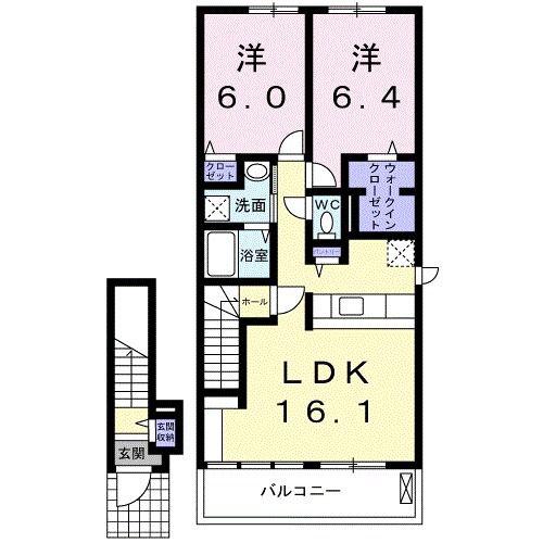 CASA・すみれ(2LDK/2階)の間取り写真