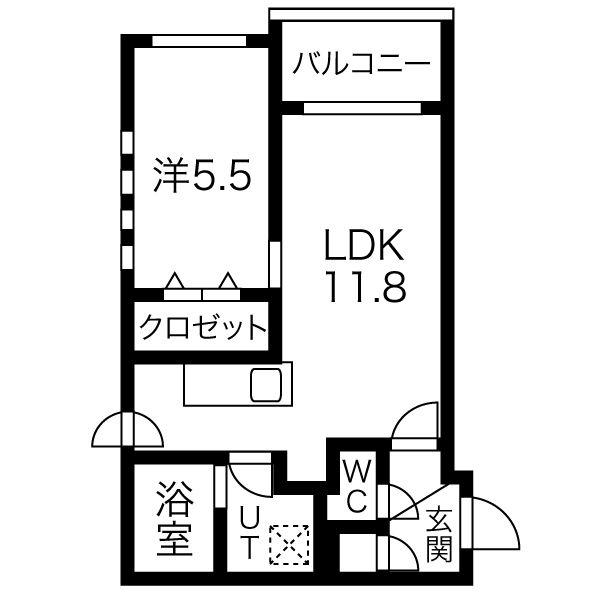 カームヴィレッジ(1LDK/2階)の間取り写真