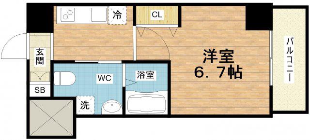 エルプレイス本町(1K/15階)の間取り写真