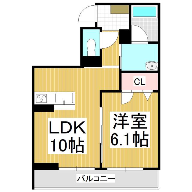 レジデンス桐(1LDK/2階)の間取り写真