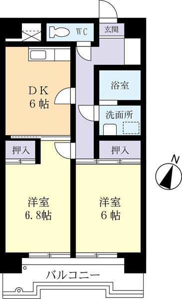 プレヴュー吾妻(2DK/1階)の間取り写真