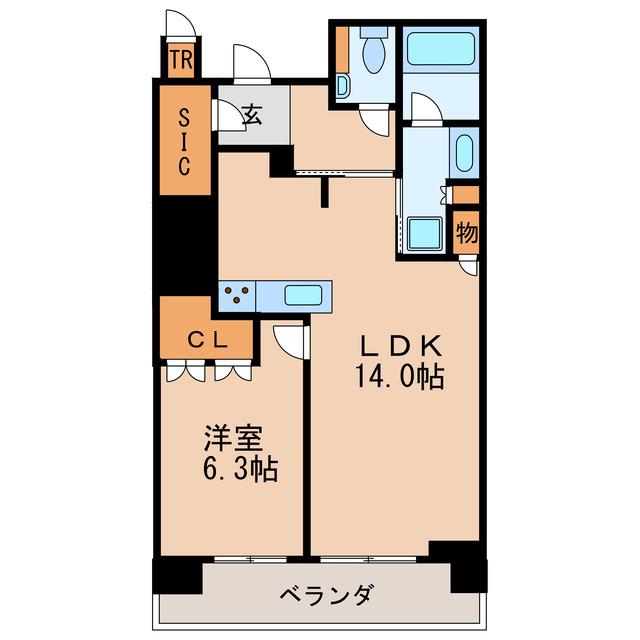 プラウドタワー名古屋錦(1LDK/12階)の間取り写真